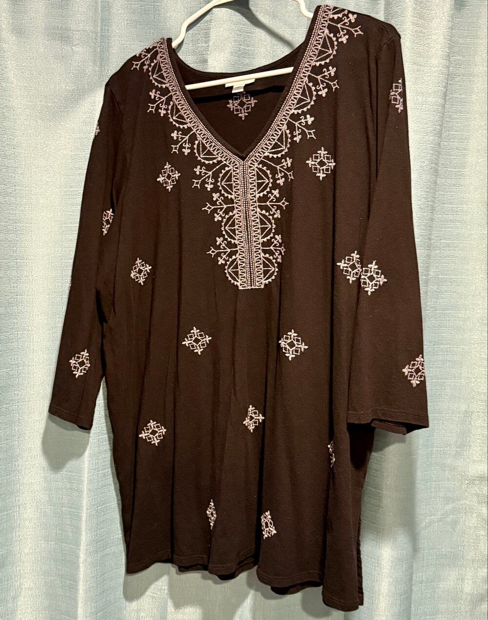 J. Jill Black Embroidered Boho Tunic